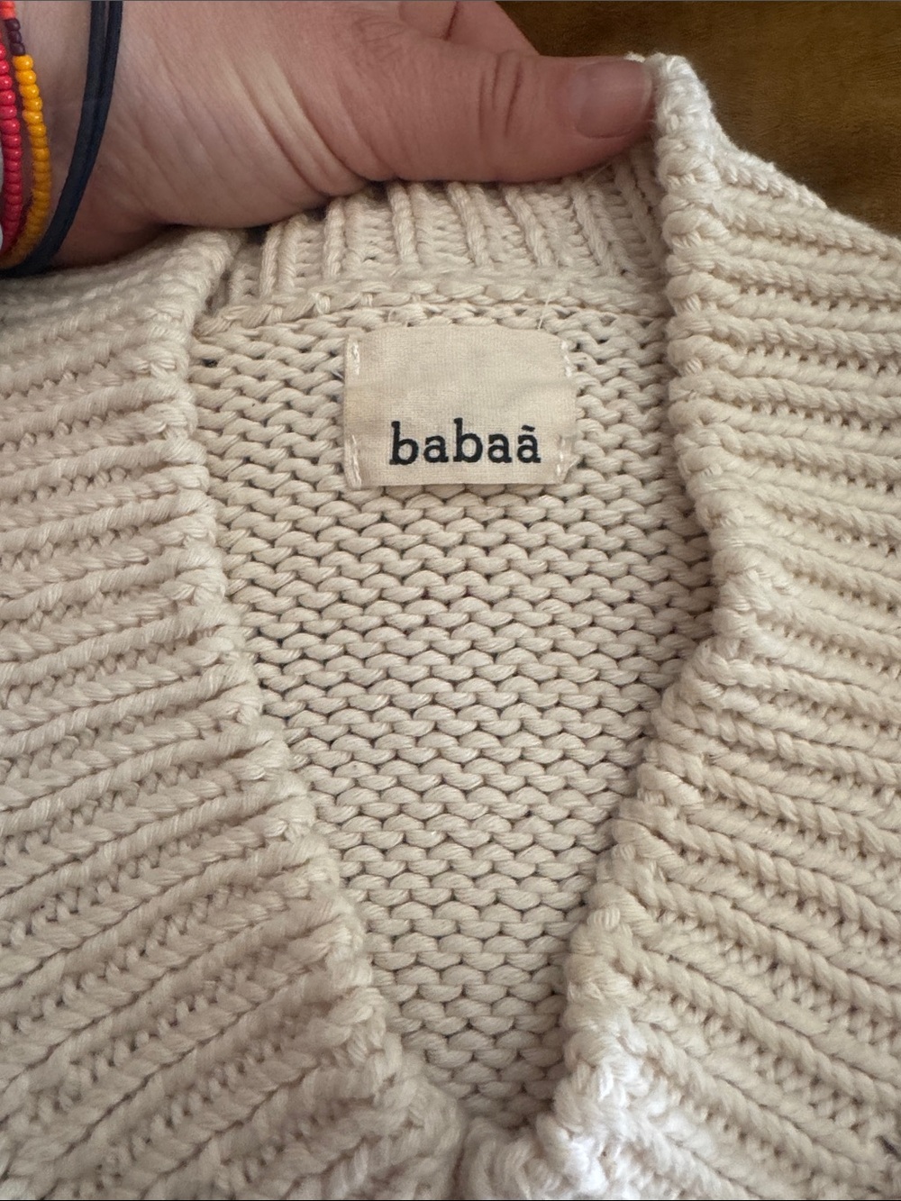 Babaa Soft Cream V-Neck Chunky Knit Pullover No 64 - Picture 2 of 3
